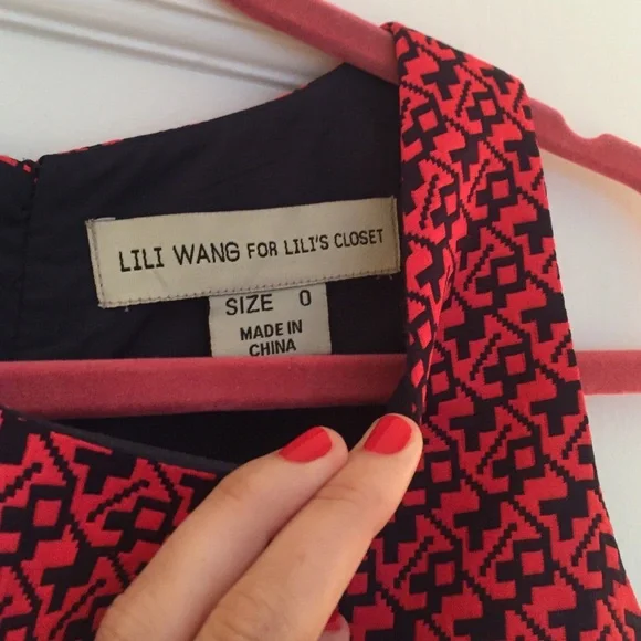 Anthropologie Red and Black Mini Dress Lili Wang For Lili’s Closet - Picture 2 of 4